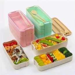 Lunch Boxes Bags Wheat Straw Bento Box Stackable Lunch Box Leakproof Lunch Box Portable Food Container Bento Storage Cup 900ml 1 Layer3 La