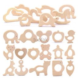 Teethers Toys 1 small rod pendant for baby animal natural beech teeth wooden teeth Rodent flower cloud pacifier chain products d240509