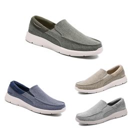 Free Shipping Men Women Running Shoes Anti-Resistant Breathable Slip-On Soft Solid Flat Grey Green Cream Blue Mens Trainers Sport Sneakers GAI