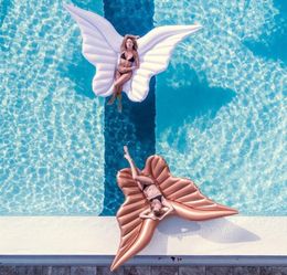 Giant Angel Wings Inflatable Pool Floating Air Mattress Lazy Water Party Toy Riding Butterfly Swimming Ring Piscina 250180cm4449184