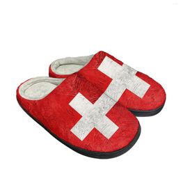 Slippers Swiss Flag Home Cotton Custom Mens Womens Sandals Switzerland Plush Bedroom Casual Keep Warm Shoes Thermal Slipper