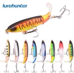 8pcs Whopper Plopper 10cm 13g Floating Popper Fishing Lure Artificial Hard Bait Wobbler Rotating Tail Fishing Tackle 3D Eyes6187937