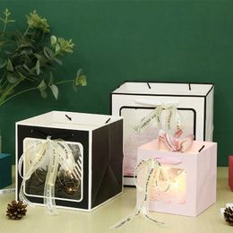 3Pcs Gift Wrap Portable Gift Bag Cookie Box with Window Shopping Bag Scarf Gift Box Birthday Gift Bags Packaging Bag Cake Boxes Wedding Decor