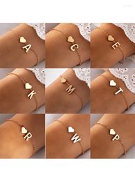 Charm Bracelets Trendy Letter Chain For Lovers Women Men Fashion Jewellery Party DIY Personalised Name Alloy Heart-shaped Gift