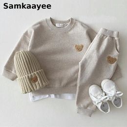 Clothing Sets 18M-7Y Toddler Baby Boys Girls Clothes Spring Autumn Kids Sports Bear Sweatshirt Pants 2Pcs Suits O-Neck Casual Outfits Y43