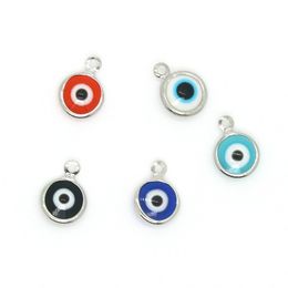 Turkish Evil Eye Pendant double sided Blue Red Eyes Charms Pendants For Diy Necklace Earrings Jewellery Accessories