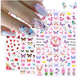 3D Butterfly Sliders Nail Stickers Colourful Flowers Red Rose Adhesives Manicure Decals Nail Foils Tattoo Decorations Whole3879970