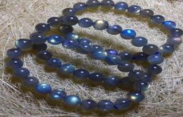 Moonlight Stone Natural Crystal Bracelet Natural Blue Light Labradorite Gemstone Bead Stretch Bracelet3313368