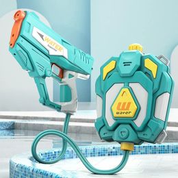 Full automatic electric backpack water gun toy long-distance water gun spray automatic suction continuous water gun toy childrens gift 240509