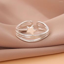 Cluster Rings 925 Sterling Silver Star Multilayer Open For Women Engagement Wedding Luxury Jewelry Adjustable Jewellery Argent