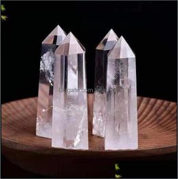 Arts And Crafts Arts Gifts Home Garden White Crystal Tower Ornament Mineral Healing Wands Reiki Natural SixSided Energy Stone Abi9463286