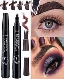 5 Colours Eyebrow Tattoo Pen 4 Fork Tips Fine Sketch Liquid Eyebrow Pencil Waterproof Eyebrow Pen2780832