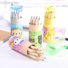 Pencils 12 pieces/batch 12 Coloured pencils new and cute wooden writing and painting pencils childrens gifts school supplies station d240510