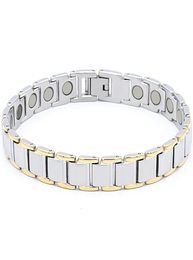 L Stainless steel bracelet IP 18K gold Colour bracelets 4 in 1 energy elements bangle magnetic healthy care braceletss Simple fashi9933903