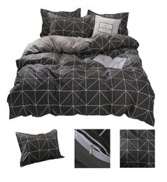 Luxury Bedding Sets King Queen Double Single Size Plaid Bed Linens Cotton Sheet Lattice Design Duvet Cover Set Black9541000