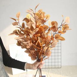 Decorative Flowers 1 Branch Artificial Eucalyptus Leaves Fake Round Leaf Plants For Home Garden Table Wedding Decor DIY Floral Arrangement