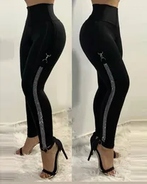 Women's Pants Trousers For Women 2024 Spring Summer Elegant Sexy Rhinestone Decor High Waist Solid Color Skinny Versatile