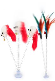 Multicolor Cat Toys Random Colour pet Stick Feather Black Coloured Pole Like Birds With Small Bell6998274