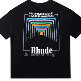 RH Designers Mens Rhude Embroidery T Shirts Summer Mens Tops Letter Polos Shirt Womens Tshirts Clothing Short Sleeved Large Plus Size 100% Cotton Tees Size S-Xl 662