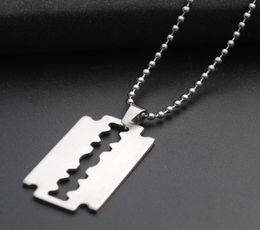 High Quality Fashion Men039s Stainless Steel Razor Pendant Silver Color Ball Blade Chain Necklace 3628035