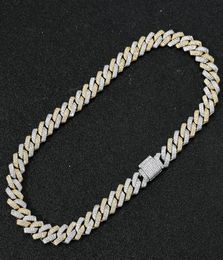 Fashion Hip Hop Necklace Men Designer Bracelet 14mm Cuban Link Chain Necklaces 1618202224inch Rapper Diamond Chains Double Col1463844