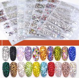 Mix Sized Crystal Glass Nail Art Rhinestones SS3SS10 Mixed Colourful Charms Nails Stones1216371