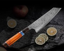 Chef039s knife Japanese hammered Damascus steel VG10 Kiritsuke kitchen Cleaver6913189