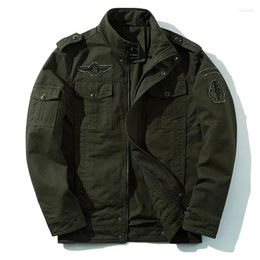 Men's Jackets Workwear Large Size Wear 2024 Spring And Autumn Coat Cotton Washing Jacket With Epaulets Stand Collar Clothes