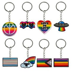 Charms Rainbow 24 Keychain Key Purse Handbag For Women Car Bag Keyring Chain Accessories Backpack And Gift Valentines Day Suitable Sch Otxv7