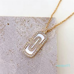 Gold Necklace for Women Necklaces Designer Jewellery Woman Paper Clip Shaped Rose Silver Diamond Chains Jewellry Lady Girl Birthday Party Gift