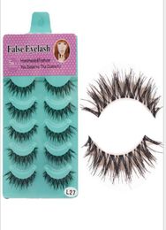 5 Pairs Transparent False Eyelashes Messy Cross Thick Natural Fake Eye Lashes Makeup Tips Long False Eye Lashes6480569