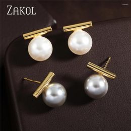 Dangle Earrings ZAKOL French Minimalist Grey Imitation Pearl Fashion Jewellery Daily Wear Accessories For Women Girls