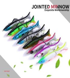 Hengjia 80PCS wholer Jointed link lures Deep sea Minnow Rap spinner Plastic bait Section Three fish 8Colors 125CM177G JM00950888053181435