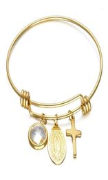 Stainless Steel Virgin Mary Bangles Bracelets For Women Catholic Jewelry Drop Bangle7242430