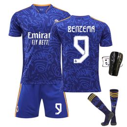 Soccer Sets/Tracksuits Mens Tracksuits 21-22 Real Madrid Football Shirt Royal Blue No.9 Benzema Football Shirt No.20 Winniseus 35th Championship Football Shirt Set