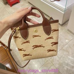 Designer Bag Stores Are 95% Off Grass Woven Embroidered Mini One Shoulder Water Bucket Dumpling Crossbody Womens90X5