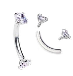 Tragus Earring Internally Thread Cubic Zircon Stainless Steel Curved Barbell Piercing Eyebrow Ring Body Jewelry8687226
