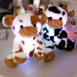 20/25cm Cute Luminous Cow Plush Pillow Toy Kawaii Dairy Cattle Dolls Stuffed Soft Colorful Glowing Cow Nice Birthday Gift