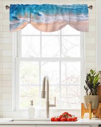 Curtain Ocean Summer Beach Window Living Room Kitchen Cabinet Tie-up Valance Rod Pocket