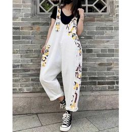 Womens Jumpsuits Rompers Denim Jumpsuits for Women Korean Style Vintage Playsuits Casual Cross Pants Loose Trousers Oversized Overalls for Women Clothes Y242HK2
