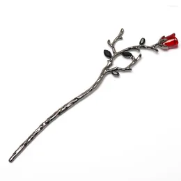 Hair Clips Thorn Rose Hairpins Red Black Crystal Accessories Chopstick Disc Hairstick Headdress Jewellery