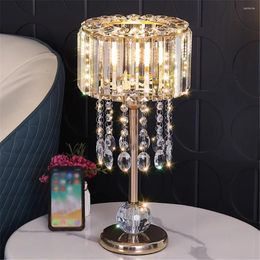 Floor Lamps American Luxury Crystal Shade Tassel Led Table Lamp For Living Room Bedroom Loft Home Deco Bedside Gold Nightstand Light Fixture