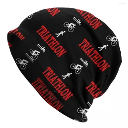 Berets Triathlon Swim Bike Run Men And Women Winter Warm Hat Beanies For Print Bonnet Hats