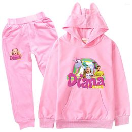 Clothing Sets Diana And Roma Show Clothes Kids Hooded Sweatshirt Loose Pants Two Piece Set Teen Girs Casual Outfits Children Birthday