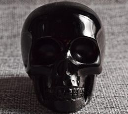 Human Shape crystal skull statue Natural Black Obsidian jade Skull figurine Crystal Healing Reiki Evil Home Decor8527582