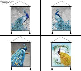 Tapestries Peacock Series Wall Tapestry Home Decoration Background Cloth Metre Box Cover Cotton Linen Art Painting Fun Hanging9830762