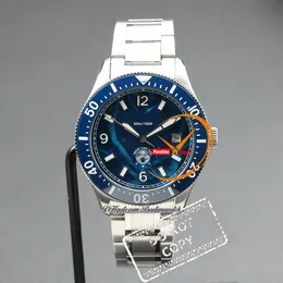 1858 Iced Sea Date Automatic129369 Mens Watch Steel Case Ceramics Bezel Blue Dial Stainless Steel Bracelet Watches Reloj Hombre Montre Hommes Puretimewatch PTMBL