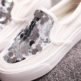 Fitness Shoes Flat Sneakers Canvas Women Flats Sequined Cloth Revits Platform Woman Bling Crysta Black Heels Shoe