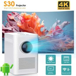 Projectors S30 Mini 4K HD LED Projector Android 11.0 Bluetooth WIFI 6.0 Auto Focus BT5.0 1920 * 1080P Home Theater Outdoor Portable Projector J0509