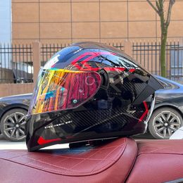 Full Face Motorcycle Helmet with Dual Lens Stylish Fast Release Racing Moto DOT Approved 240509